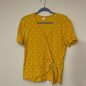 Old Navy Yellow Polka Dot Wrap Knot Top